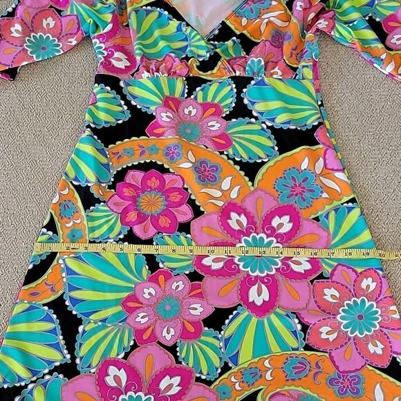 Spunk Wear Bright Retro Floral Flower Athletic Activewear Dress - Size Small - Picture 8 of 15